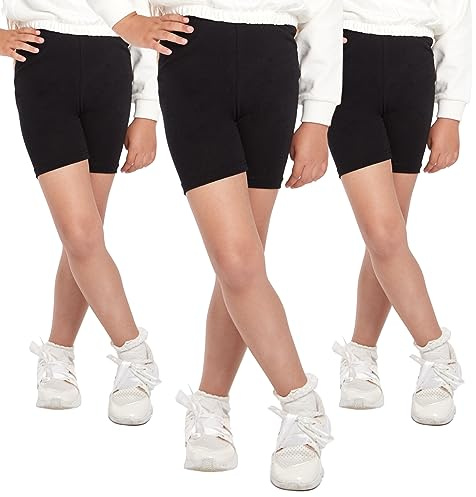 hi!mom Leggings Courts d'école pour Filles en Coton Riche 1/2 Longueur pour Uniforme Scolaire I Leggings en Coton pour bébés Enfants Pantalons Courts élastiques, 2-13 Ans