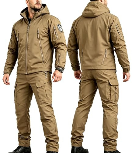 BESTXH 03, Giacca E Pantaloni Tattici Da Uomo, Giacca Impermeabile Leggera, Giacca Softshell, Tute Militari Impermeabili Softshell, Set Di Tute Da Combattimento Dell'Esercito