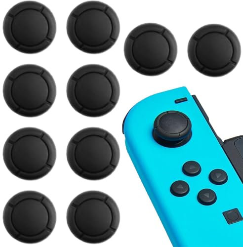 JchEnye 5 Pares de Tapas de Silicona para Joystick de Nintendo Switch - Tapones para Joystick - Tapas de Agarre de Control Negras - ¡Sencillas de Instalar y mejoran tu Experiencia de Juego!