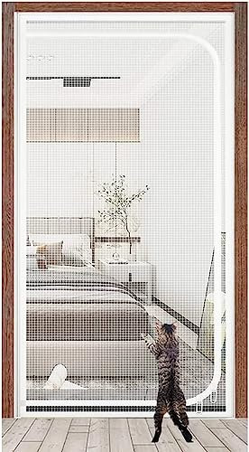 Katzentürgitter, Passend For Türgrößen Von 100 X 200 Cm, Verdicktes, Katzenresistentes Netzgitter For Wohnzimmer, Schlafzimmer, Küche, Terrasse, Kratzfestes Hunde-/Katzengitter Mit Reißverschluss(100x