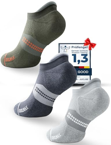 Juclise Coolmax bambu viskos kompressionsflik löpning no-show strumpor män fukttransporterande dämpad anti-blister