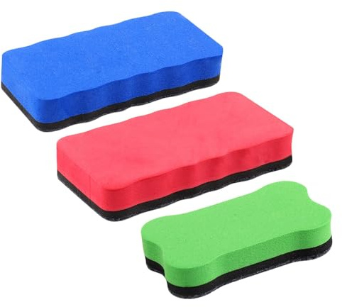3 Pcs White Board Erasers with Thick Felt Pad, Magnetic Whiteboard Eraser, Dry Eraser for Whiteboard & Chalkboard, Home Office Classroom Use (Red, Blue, Green)