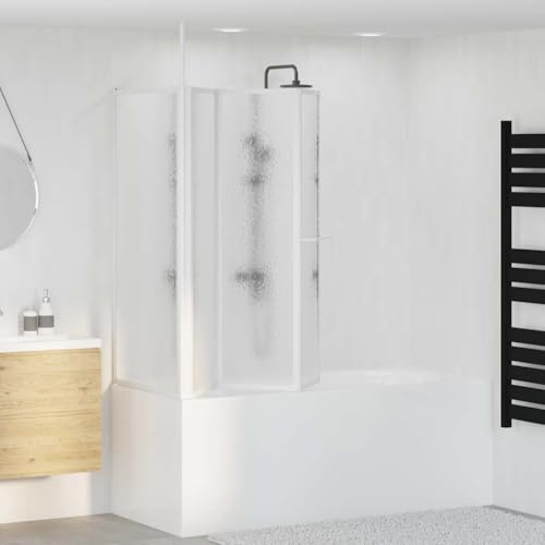 Mampara de ducha de cristal, forma de L, 70 x 120 x 137 cm, 4 piezas, plegable, para zonas abiertas