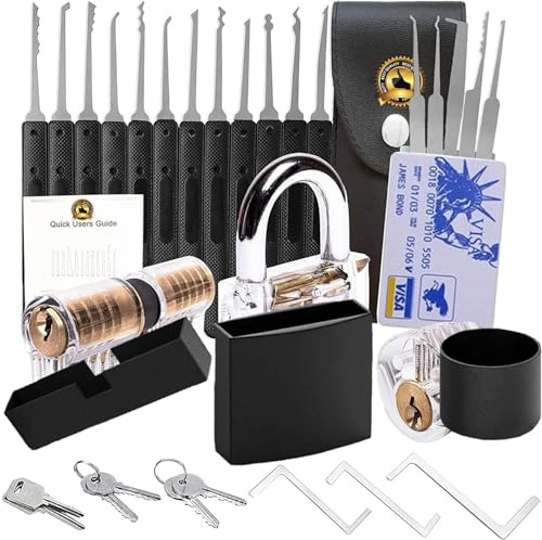 2026New Upgraded Version Stainless Pick Wide Lock Body Keyed Padlock Set Solid Brass Picking Hardened-Steel Outdoor Lock with 6 Brass Kit Keys Waterproof School Gym Locker RT-85