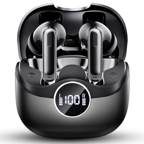 Adaptive Hybride Aktive Geräuschunterdrückung Kopfhörer Kabellos Bluetooth, 2026 Bluetooth 5.4 Kopfhörer mit -45 dB ANC Noise Cancelling, In Ear Kopfhörer mit 6-Mic KI Klarer Anruf, IP7, 40H Spielzeit