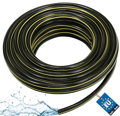 KOTARBAU® Tubo dell’acqua da giardino da 5/8, 20 m, 4 strati, flessibile in PVC rinforzato, anti-torsione, nero, professionale per irrigazione delle piante, da giardino