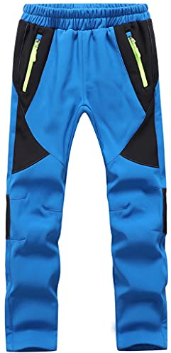 BenBoy Pantaloni Neve Bambino Impermeabile Pantaloni Sci Invernali Ragazze Ragazzo Pantaloni Trekking Softshell Arrampicata Escursionismo,KZ0008-Skyblue-XL