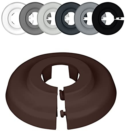 FUX Copri Tubi Termosifoni - 6 Rosette per Termosifone 22mm, Marrone nocciola (RAL 8011) - Copertura per Tubi Riscaldamento, Rosette Termosifoni, Accessori Termosifoni