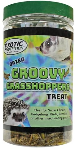 Groovy Grasshoppers - All Natural Healthy High Protein Insect Treat - Chickens, Birds, Hedgehogs, Bluebirds, Reptiles, Sugar Gliders, Opossums, Skunks, Lizards, Fish, Turtles, Amphibians (1.4 oz)