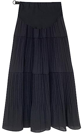ACMEDE Gonna da Donna maternità con Volant Estivo Casual Gonna Lunga Premaman Tinta Unita Vintage a Pieghe Maxi Gonna a Strati Donna Gravidanza A-Line Gonna a Dondolo in Chiffon