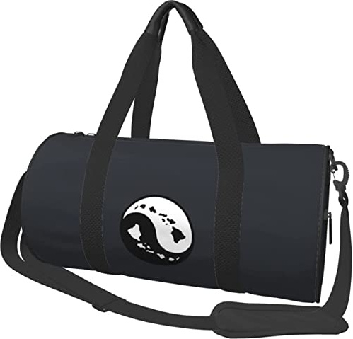 Yin Yang Mappa delle isole hawaiane Borsone da viaggio Borsone sportivo Borsone pieghevole pieghevole, Nero
