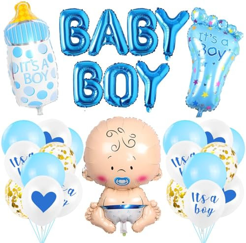 Decorazione baby shower blu, decorazione baby shower bambino, decorazione ghirlanda It's a Boy, palloncino neonato in foil, mascherine photo prop, palloncini blu, decorazione da tavolo a pioggia