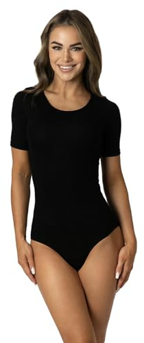 Alkato Body Femme Manches Courtes | Alkato Body Classique avec Col Rond et Fermeture à Pression Coton