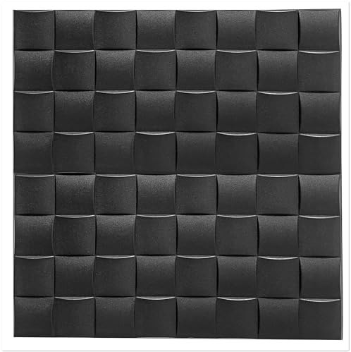 Lot de 100 panneaux 3D en polystyrène de 25 m², 50 x 50 cm, panneaux muraux, décorations, plafonds, revêtement mural, 2 à 3 mm d'épaisseur, polystyrène XPS 0816, noir