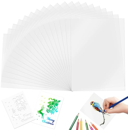 20 Piezas Hojas de Plástico de Mylar A4, Plantilla en Blanco Transparente Cuadrada para Bricolaje y Corte DIY
