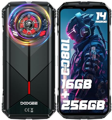 DOOGEE S Punk(2024) Outdoor Handy Android 14, 126dB Lautsprecher, 16GB+256GB Outdoor Smartphone Ohne Vertrag, 10800mAh/33W, 6.58 FHD+ Baustellenhandy, IP68 Wasserdicht/Licht/Dual 4G SIM/OTG/NFC/GPS