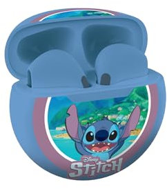 Lexibook, Disney Stitch, Trådlösa stereoöronsnäckor, Högkvalitativt ljud, Integrerad mikrofon, Touch-kontroll, Laddningsfodral, Ljudnivå begränsad till 85 dB, Blå, HPBT05D