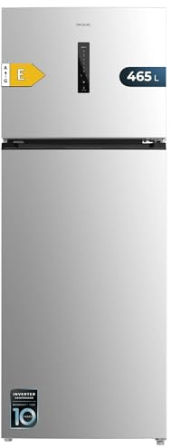 Cecotec Frigorífico Combi No Frost Bolero CoolMarket 2D 465 NF Inox E. Frigorífico inoxidable de 2 puertas, 465L, Motor Inverter, No Frost y clase energética E