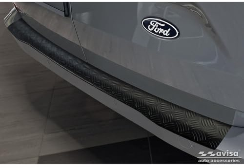 Avisa Matt-Schwarz Aluminium Heckstoßstangenschutz kompatibel mit Ford Transit Custom & Tourneo Custom (V710) 2023- / Volkswagen Transporter T7 2024- 'Riffled Plate'