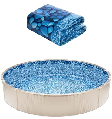VEVOR Revestimiento para Piscina Elevada 914 cm Redonda Cubierta para Piscinas Superpuestos Vinilo de Calibre Estándar Altura de Pared 122-137 cm Diseñado para Piscinas Elevadas con Lados de Acero