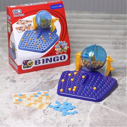 ComfyNex Complete Classic Bingo Game Set with Bingo Cards, Bingo Balls and Bingo Machine Traditional Family Game for Children and Adults