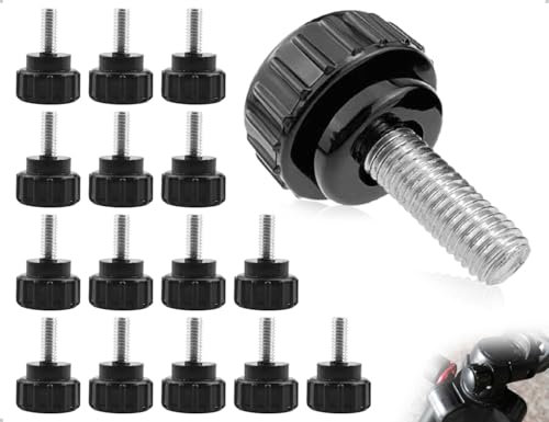 Emezddo 15 tornillos moleteados,tornillos de mariposa de acero al carbono,pernos de mango redondo,tuercas de sujeción con cabeza redonda,para dispositivos mecánicos(M4 x 10 mm,negro)