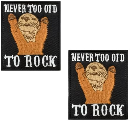 2 parches de insignia táctica bordada con texto en inglés «Never Too Old to Rock» para brazalete, bolsa, mochila, chaqueta, jeans, bolso, motociclista, uniformes, ropa, gorras, 2 unidades