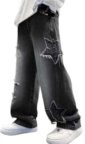 Happy Cherry Jeans Baggy Ados Garçons Pantalons Hip Hop pour Enfant Jeans Skater à Jambe Large Y2K Streetwear 180