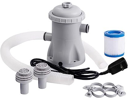 TETEOM Depuradora Piscina, Bomba de Filtro de Piscina eléctrica, for Piscinas sobre el Suelo, Herramienta de Limpieza, Cartucho de Filtro de Piscina for Bomba, Filtro de Piscina de 330 galones