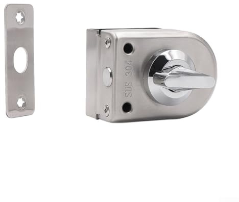 Cerradura de puerta de vidrio de acero inoxidable, pestillo de cerradura de puerta de vidrio con perilla giratoria, instalaciones de repuesto para el hogar, hotel, baño