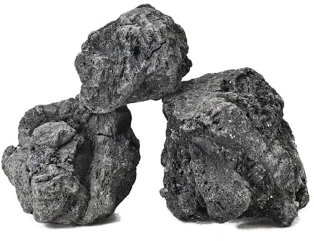 Rocce di Lava vulcanica Nera per Acquario, braciere, Bonsai e Piante grasse, Decorazione Giardino e Paesaggio, 2,25 kg (3 Pezzi 10–15 cm)