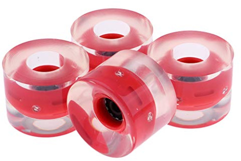 BDJXOZYH 4 delar 60 mm upplyst skateboard longboard hjul blixt på natten 78A röd