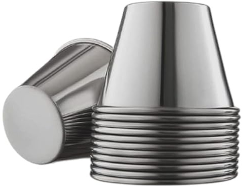 Juego de 12 moldes de 7 cm de diámetro, molde individual para pudin, moldes para muffins, moldes de brida de acero inoxidable, 7 cm de diámetro, cuencos para salsas de acero inoxidable, tazones para