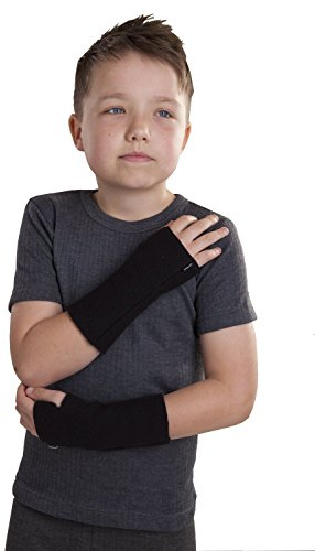 Octave® Kids Wrist Warmers, Children’s Knitted Arm Warmers & Hand Warmers, Winter Thermal Wrist Warmers for Boys & Girls, School Fingerless Mittens [Large, Black]