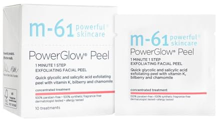 m-61 PowerGlow Peel | Exfoliating Facial Peel With Glycolic, Salicylic Acid. 1 Minute, 1 Step - 10 Treatments