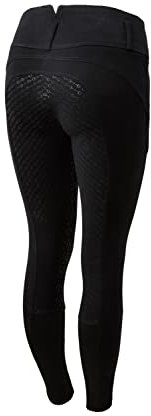 HORZE Damen Reithose Daniela, High Waist Stretch Reithose Vollbesatz mit Silikon Druck, Schwarz, 44