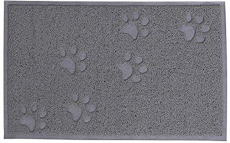 lionto Katzenklomatte aus robustem PVC, 40x60 cm, leicht zu reinigender Vorleger für Katzentoilette mit Anti-Rutsch-Beschichtung, Katzenstreumatte hält die Wohnung sauber, sanft zu Katzenpfoten, grau