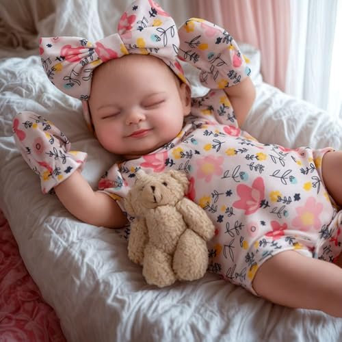 BABESIDE Reborn Baby - Skylar 17 Zoll Süßes Lächeln Lebensechte Puppen Mädchen - Realistisch Schlafende Neugeborene Babypuppen Handgefertigt