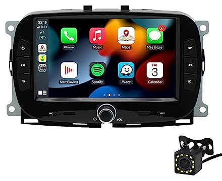 Boomboost Autoradio Android 11 Compatibile per Fiat 500 2016-2019 con Wireless CarPlayer Android Auto, 7 Pollici 2 DIN Touch Screen Autoradio Supporto Bluetooth/FM/WiFi/GPS/Mirror Link+12LED Camera
