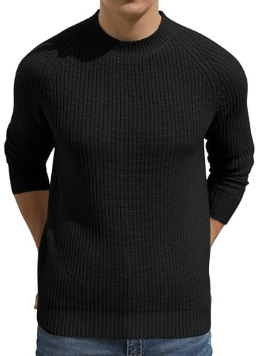 Sailwind Pull en Maille Classique pour Hommes Col Rond Sweat pour Hommes Pull Classique Chaud pour Automne Et Hiver (Noir, L)
