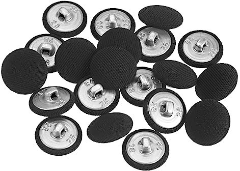 sourcing map 20 Stück 18 mm Knöpfe Schwarz mit Stoffüberzug Vintage Stoffknöpfe Bezogen Nähknöpfe Runde Retro Bastelknöpfe Metallschaft für Mantel Strickjacke Anzüge Kleider Blusen