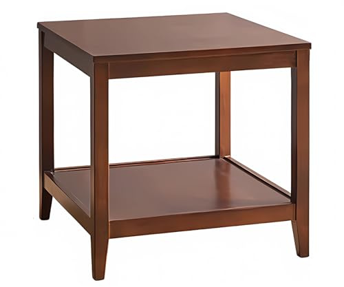 GHBXJX Massivholz Couchtisch Quadratisch mit Stauraum, Vintage Wohnzimmertisch Holz Beistelltisch Couch Tisch, Holztisch Wohnzimmer Coffee Table, Gummiholz, 50x50x60 cm,Nussbaum