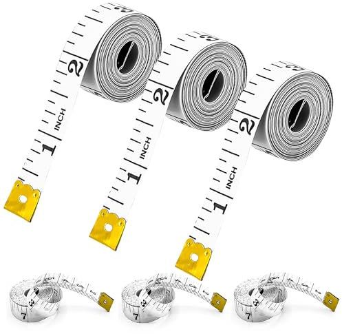 SialPro Double Sided Measuring Tape for Body Height Waist Measurements Dual Scale Clothing Fiberglass Tape Measure White Craft Tailors Clothes Sewing 60 Inch/150cm (White 3 Pcs)