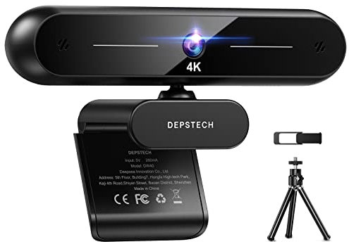 DEPSTECH DW40 4K Webcam, 1/2.55'' Sony Sensor, UHD Webcam with Dual Noise Canceling Microphones, Auto Focus, Auto Light Correction, Streaming Camera Works with Skype, Zoom, Facetime, PC/Macbook/Laptop