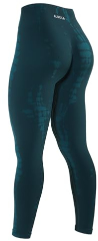 AUROLA Serpent Snake Seamless Scrunch Workout Leggings for Women,Girls Squat Proof Ribbed Thick Active Gym Pants,Ponderosa Green,S