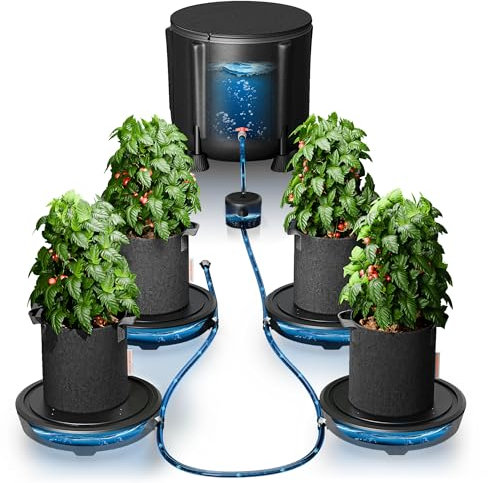 Spider Farmer Gravity-Fed Self-Watering System No Power Needed, 4-Pack Auto Watering System with 13 Gallon Reservoir, 4Pcs Water Delivery Fabric Pot Base for Indoor Plants, Grow Tents