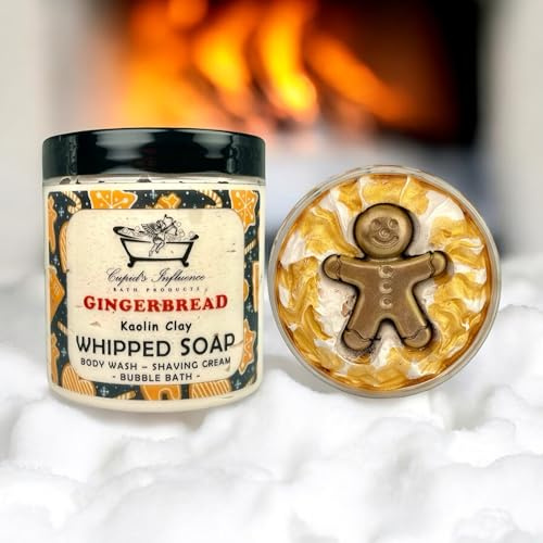 Gingerbread Whipped Soap | Luxurious Kaolin Clay Body Wash | Shower Fluff | Shaving Foam | Shower Cream | Bubble Bath | Gingerbread Man Soap | Shower Whip | Stocking Fillers | Seasonal Gifts
