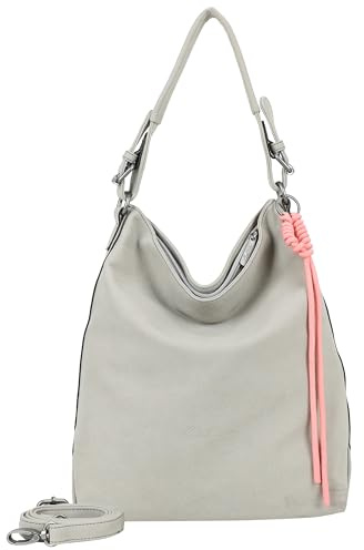 Fritzi Bitzi01 Suede Jacky Warm Stone Hobo Bag Vegan Lederimitat Damen Handtasche Freizeit Stadt mit Reißverschluss abnehmbarem verstellbarem Schultergurt 34 x 32 x 15 cm, Grau