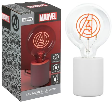 Paladone Marvel-Avengers-LED-Neonleuchte, dekorativ, offiziell lizenziert, E27-Glühbirne aus Glas, Superheldengeschenk, lustige Lampe für Schlafzimmer und Zuhause
