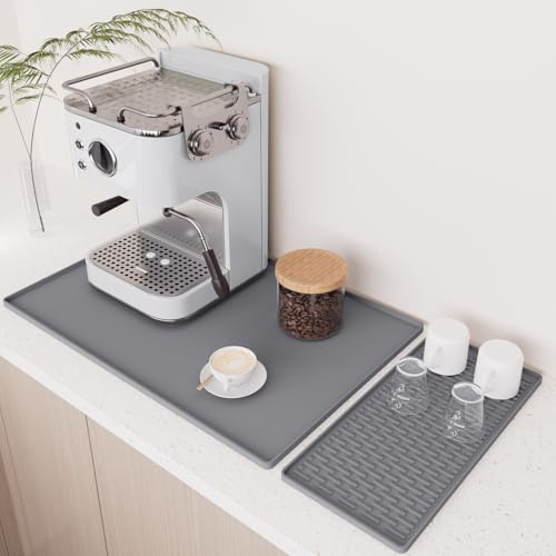 Tappetino in silicone per macchine da caffè di grandi dimensioni, pieghevole e antiscivolo, ideale da posizionare nel lavello della cucina e per asciugare le stoviglie